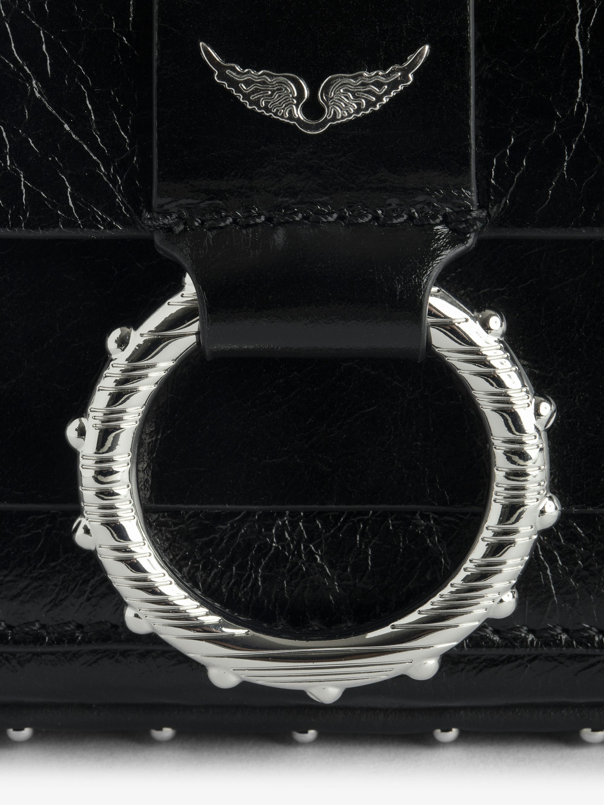 Kate Wallet Bag - Mini bag in vintage-effect leather with a metal ring and chain.